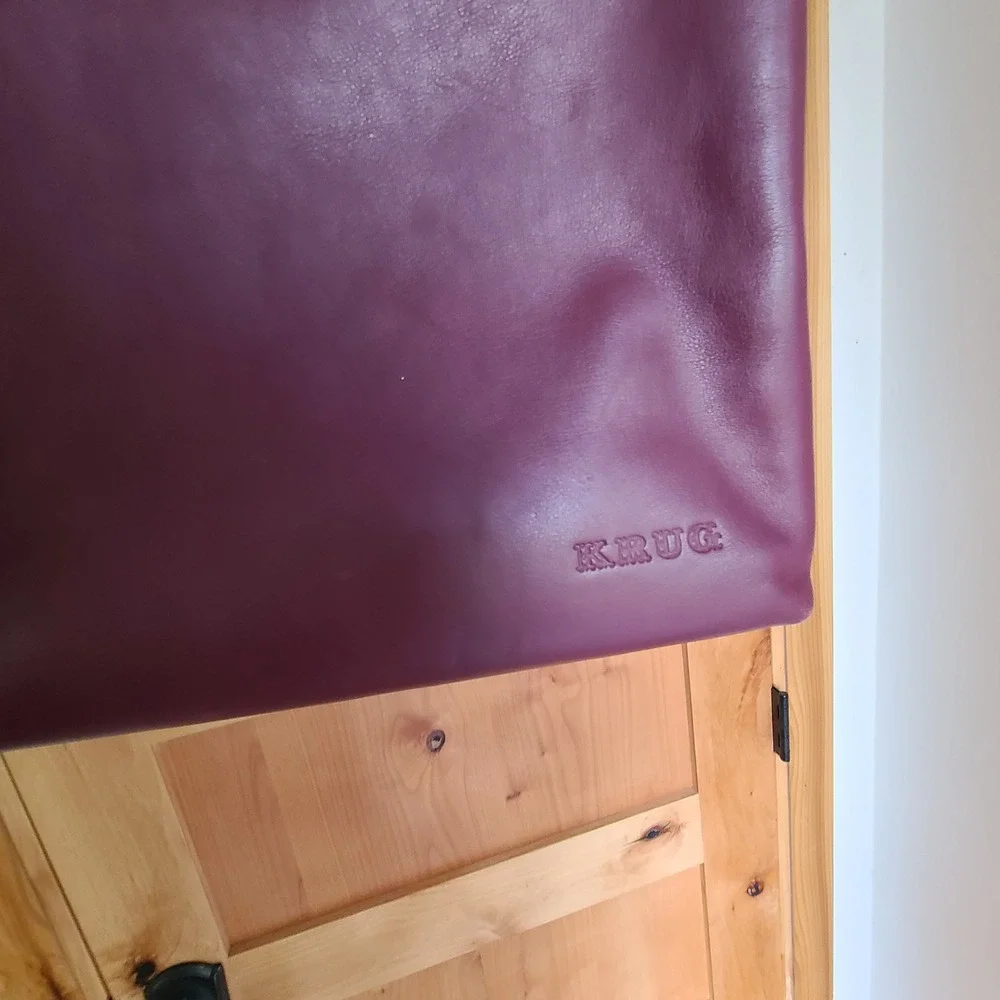 Krug Plum Burgundy Leather Minimalist Purse‎ Bag Large Purple Quiet Luxury Tote